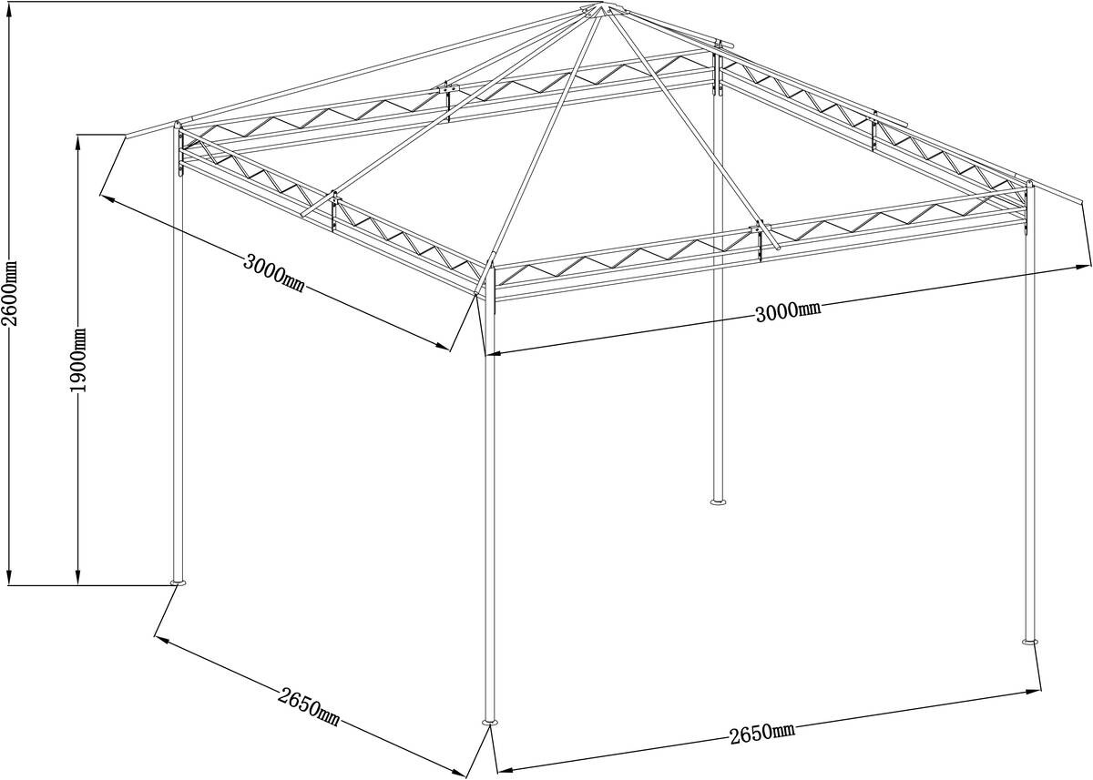 Pavillon Emil grau Stahl B/H/L: ca. 300x260x300 cm