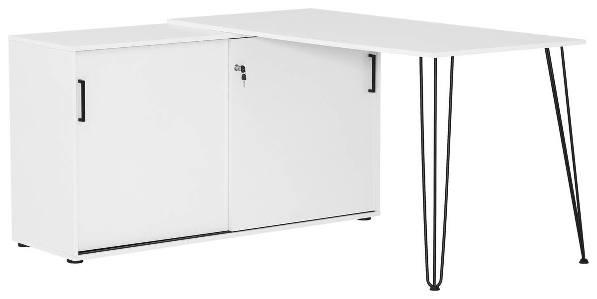 Eckschreibtisch Ekko weiß matt B/H/T: ca. 129,5x73,8x145 cm