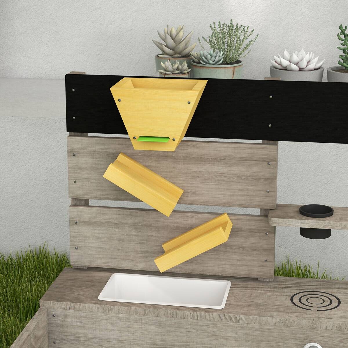 Outsunny Sandkasten grau