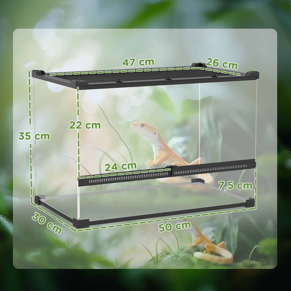 PawHut Terrarium schwarz Stahl B/H/L: ca. 30x35x50 cm