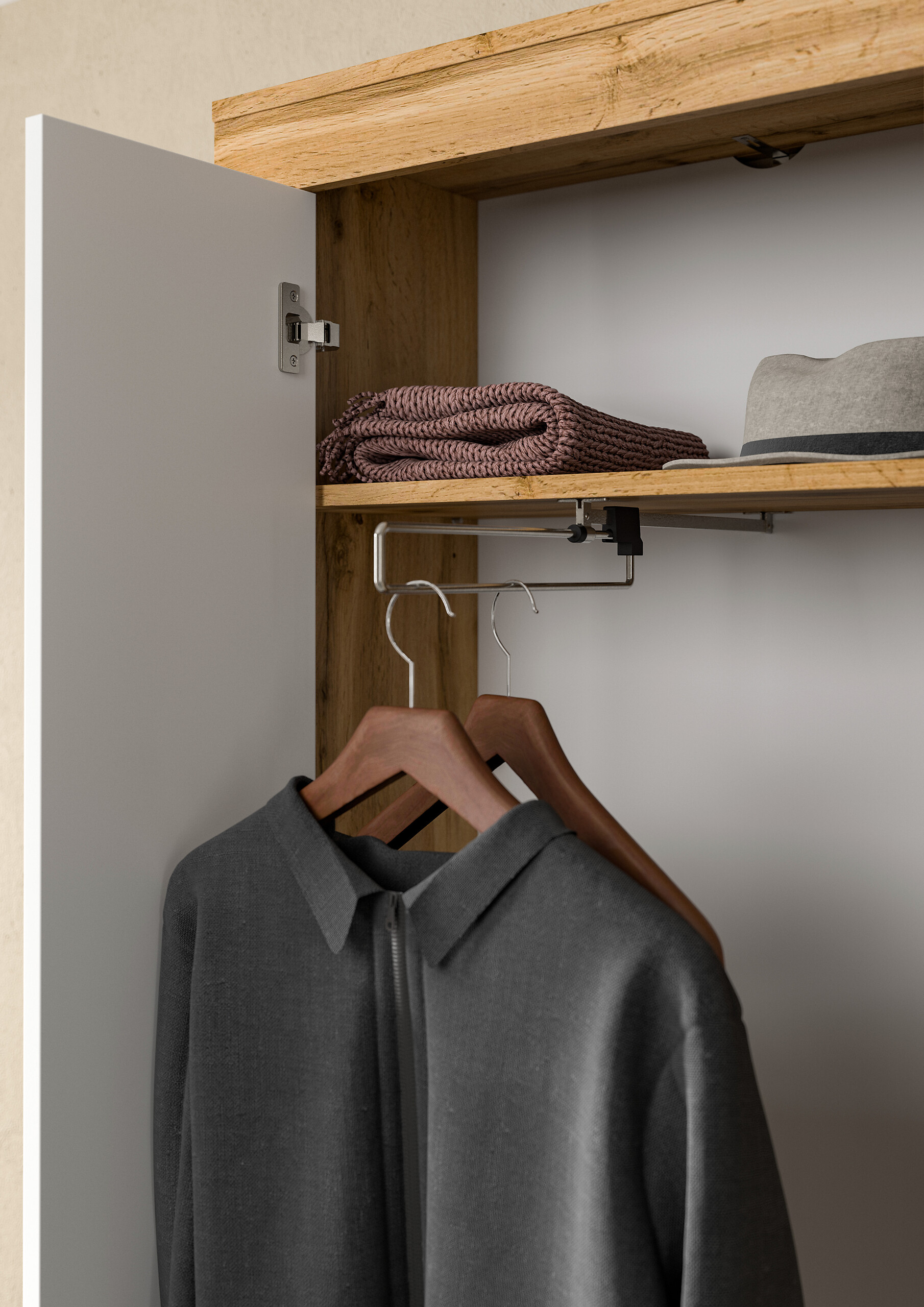 Garderobenschrank JAM Eiche Wotan Nachbildung weiß B/H/T: ca. 64x191x35 cm