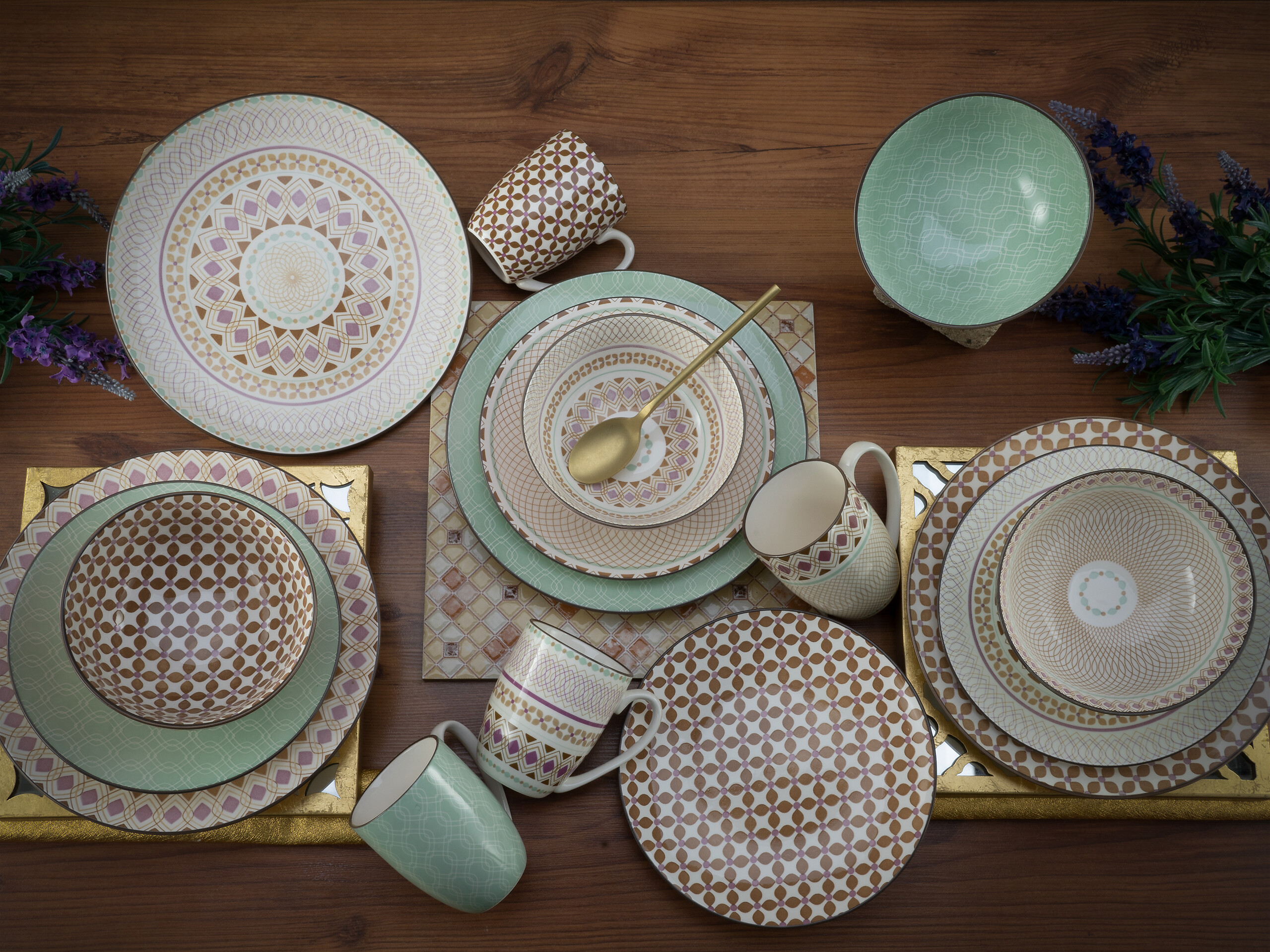 CreaTable Kombiservice Mandala multicolor Steinzeug 16 tlg.