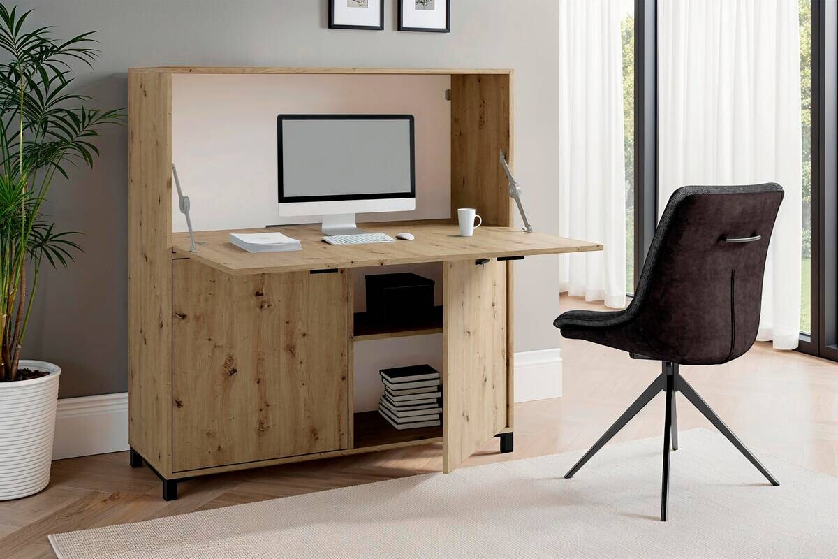 Sekretär MONTANA Eiche schwarz B/H/T: ca. 120x127x40 cm