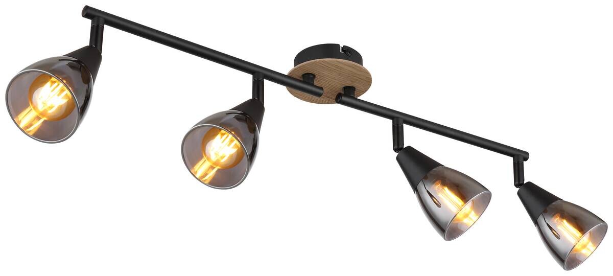 GLOBO Spot Mubby schwarz Rauch Metall Glas B/H/L: ca. 10x19x60 cm E14 4 Brennstellen