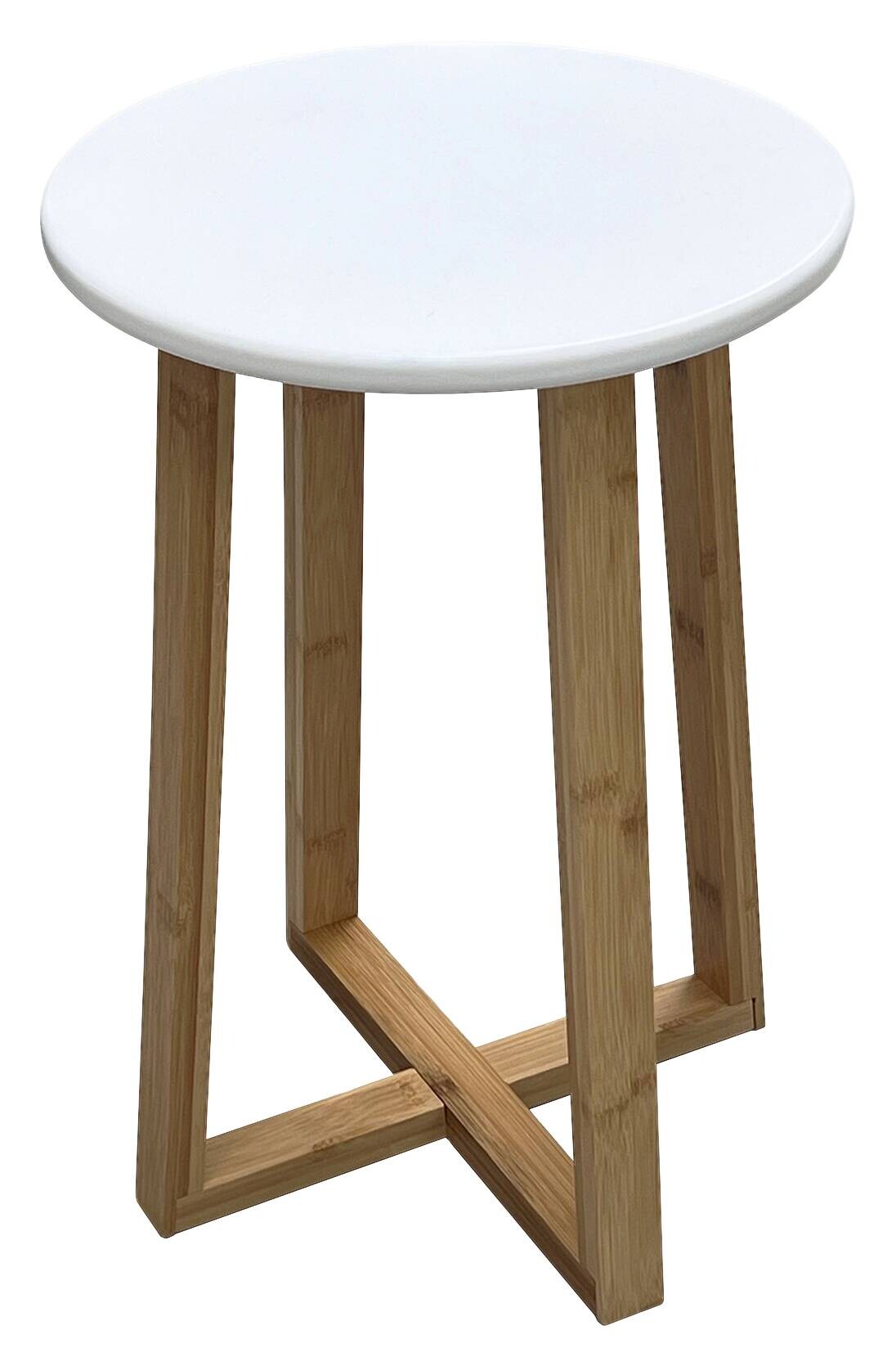 Beistelltisch Jack weiß natur Bambus H/D: ca. 44x30 cm
