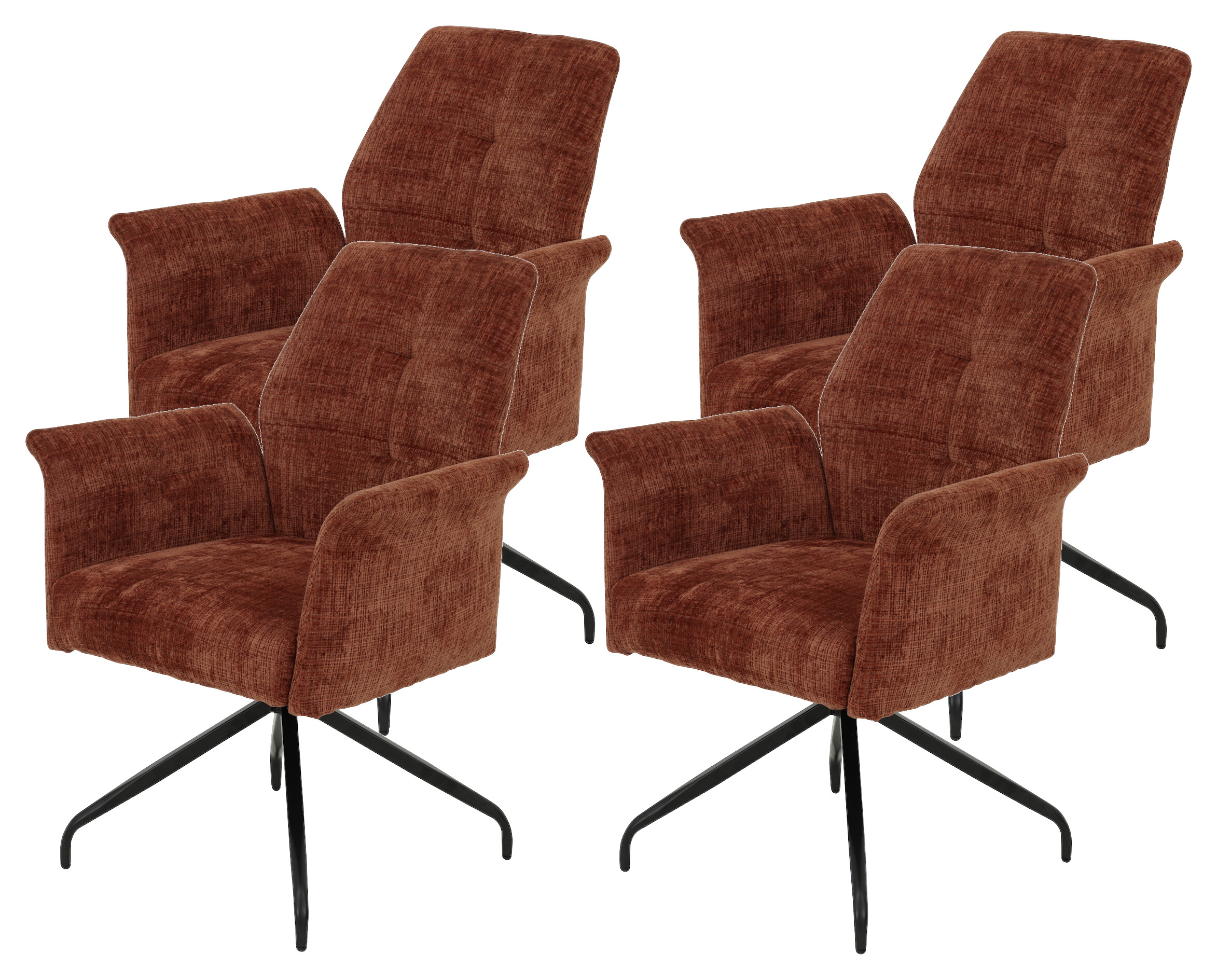 Armlehnstuhl Viktoria, 4er-Set Copper Microfaser Webstoff B/H/T: ca. 71x93x68 cm