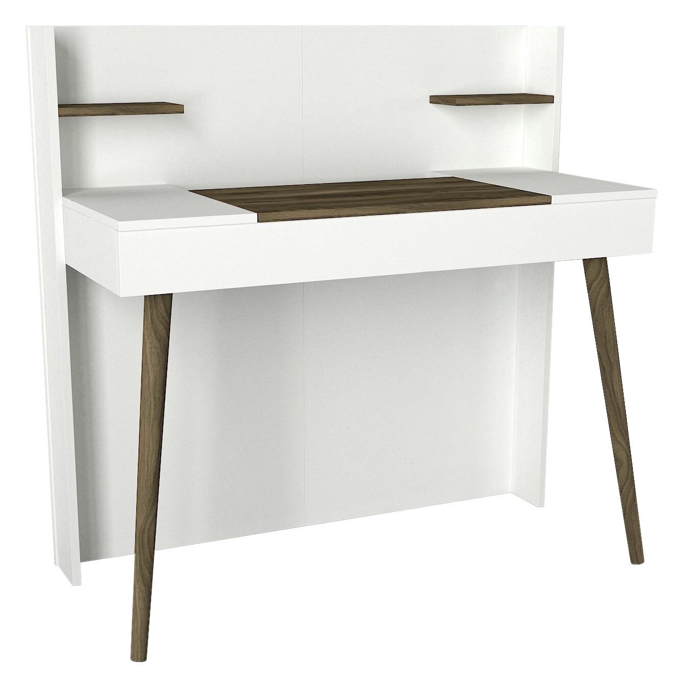 Schminktisch Retro weiß walnuss Nachbildung B/H/T: ca. 116x120x52 cm