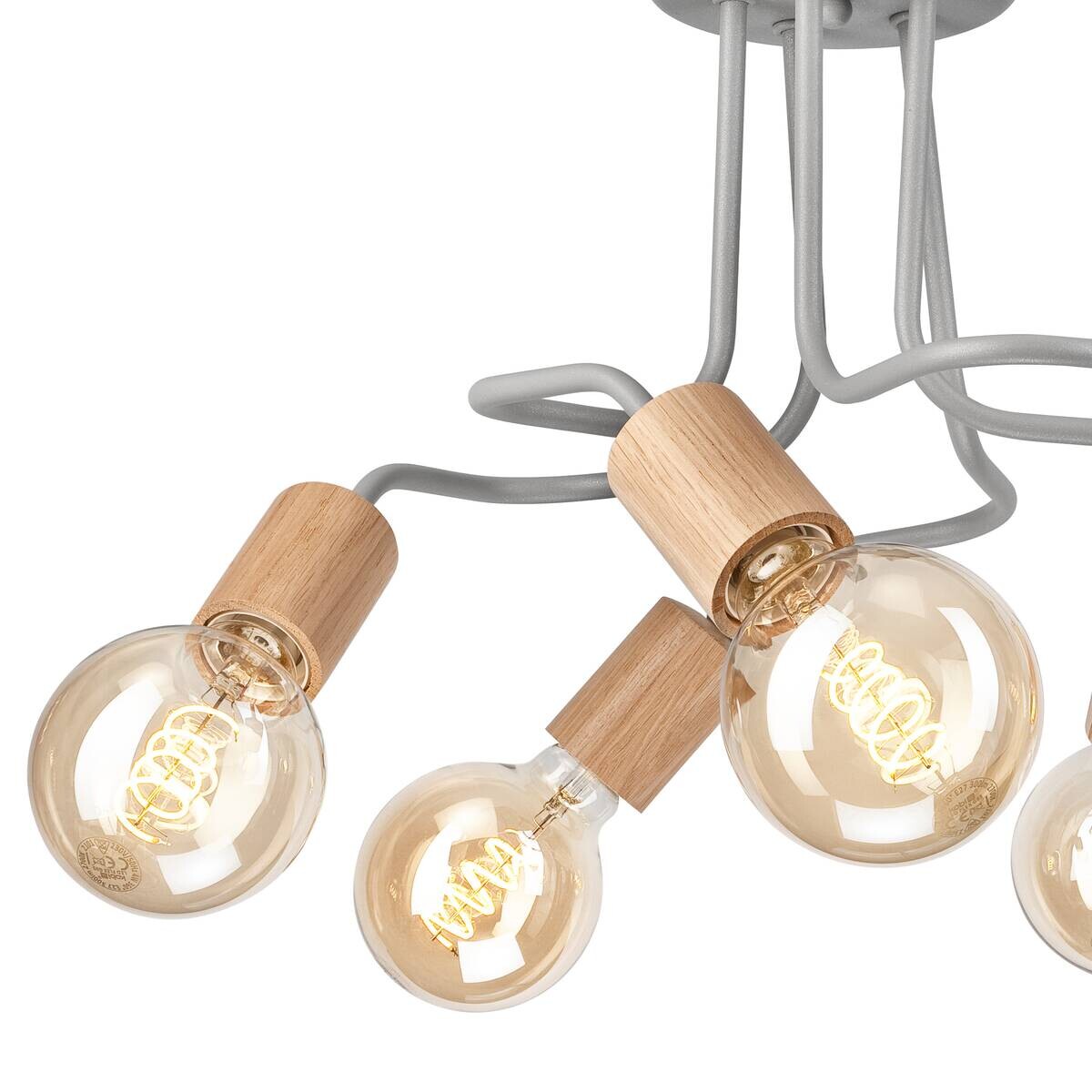 Lamkur Deckenleuchte braun Glas Stahl B/H/L: ca. 44x26x44 cm E27 5 Brennstellen