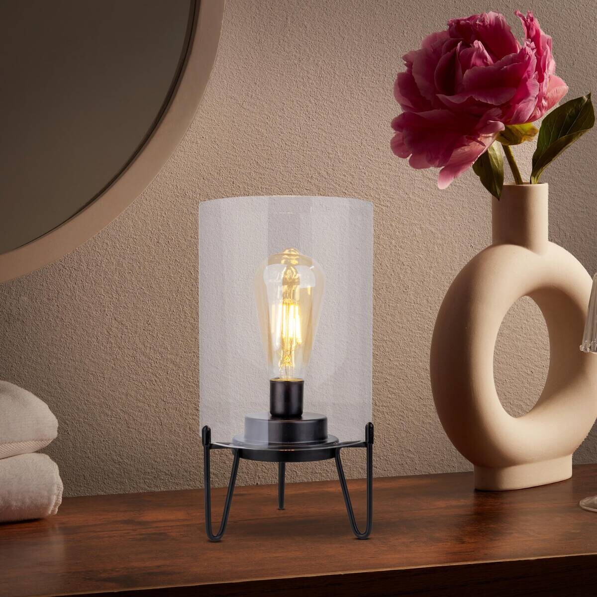 Näve Leuchten LED-Leuchten 5308422 schwarz Metall Glas B/H/T: ca. 15x28,5x15 cm 1 Brennstellen