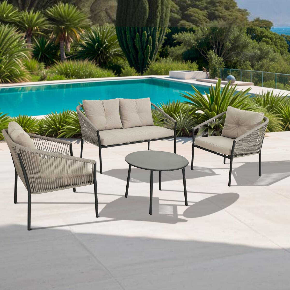 POCOline Gartensitzgruppe Malaga dunkelgrau Stahl