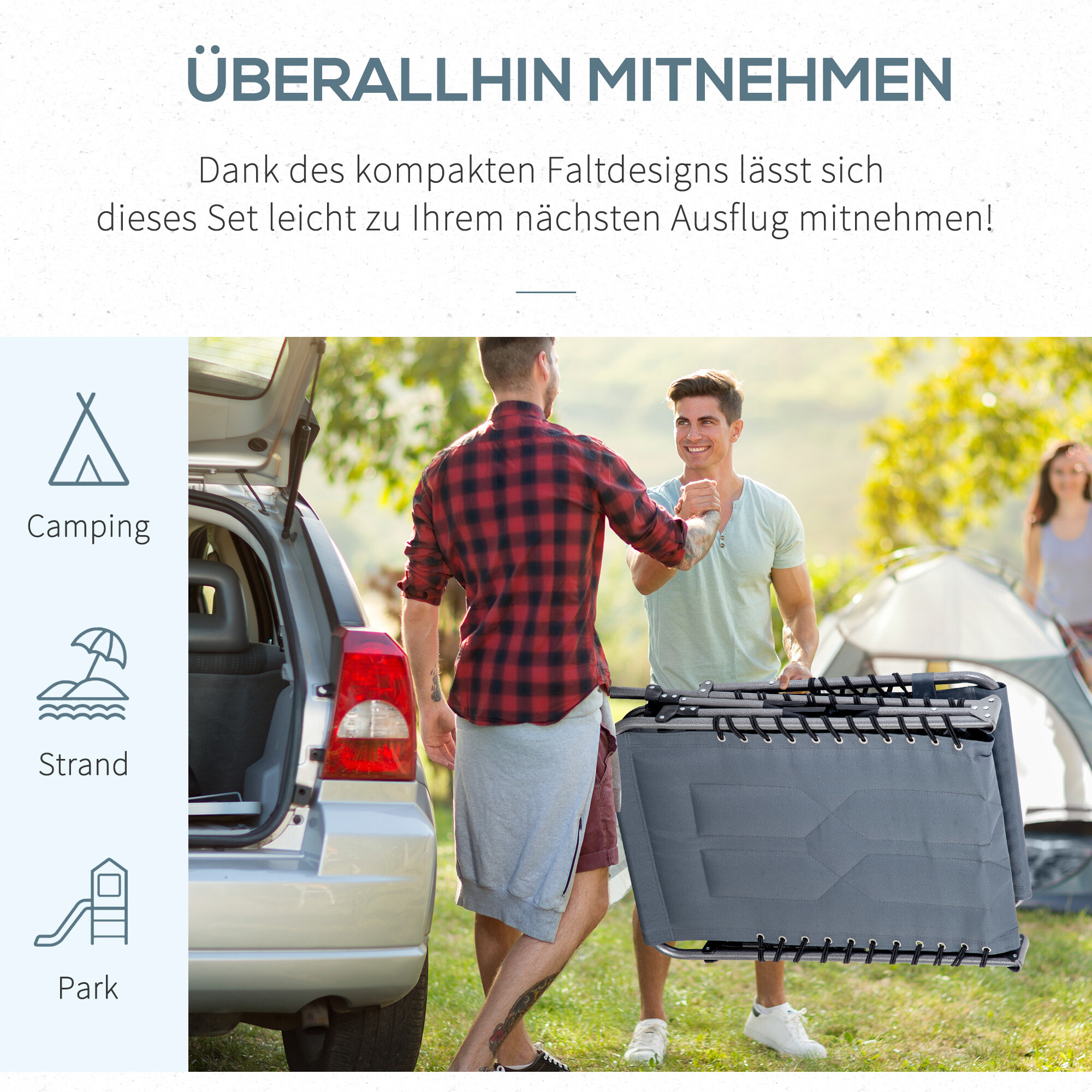 Outsunny Sonnenliege grau Stahl B/H/L: ca. 57x30x188 cm