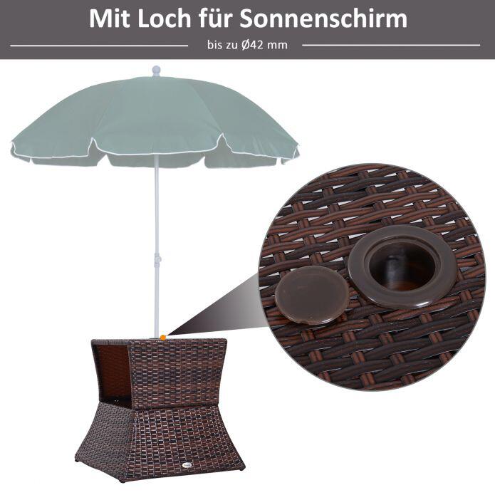 Outsunny Gartentisch braun Metall B/H/L: ca. 54x55x54 cm