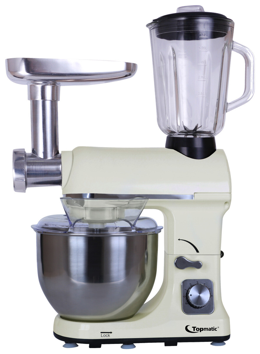 Topmatic Küchenmaschine PKM-1800.1BG beige Kunststoff Edelstahl Glas B/H/T: ca. 23x64x48 cm ca. 5 l