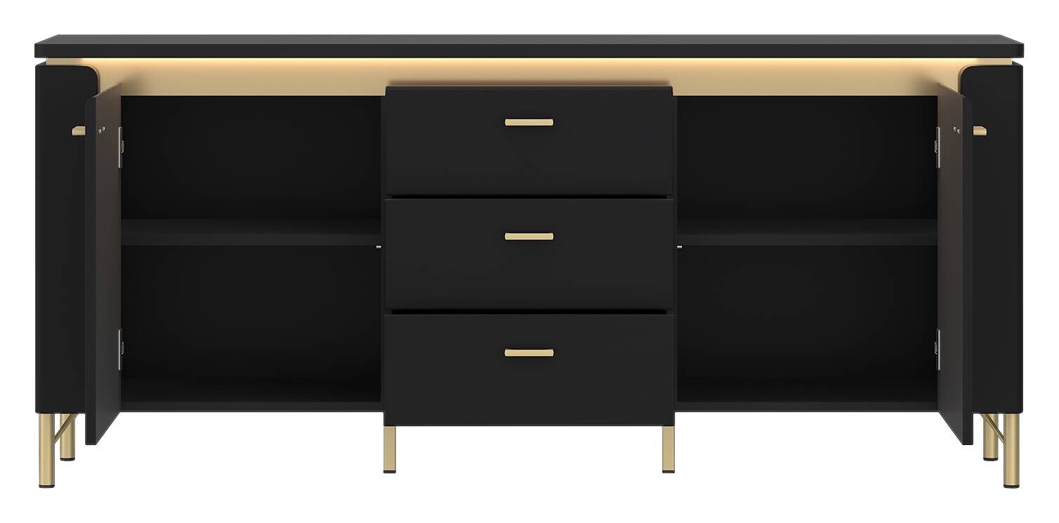 Lowboard Norica schwarz matt gold Optik B/H/T: ca. 155x70x40 cm
