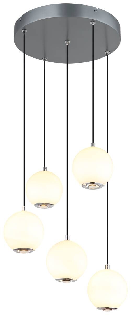 GLOBO Pendelleuchte Opal grau Metall Glas H/D: ca. 150x39 cm 1.0 Brennstellen