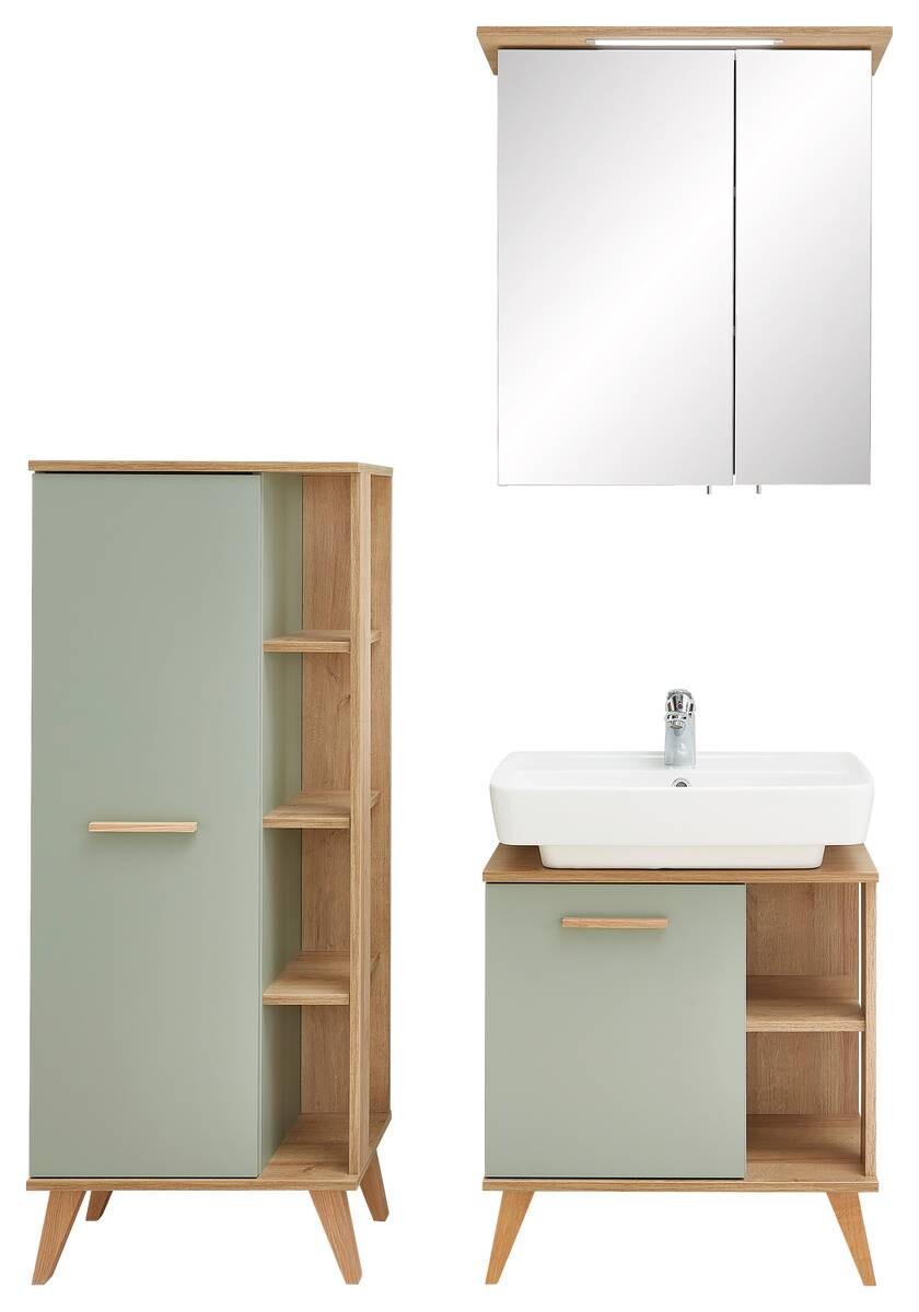 Badezimmer-Set Quickset 963 salbei Nachbildung Eiche Riviera Nachbildung B/H/T: ca. 111x200x33 cm