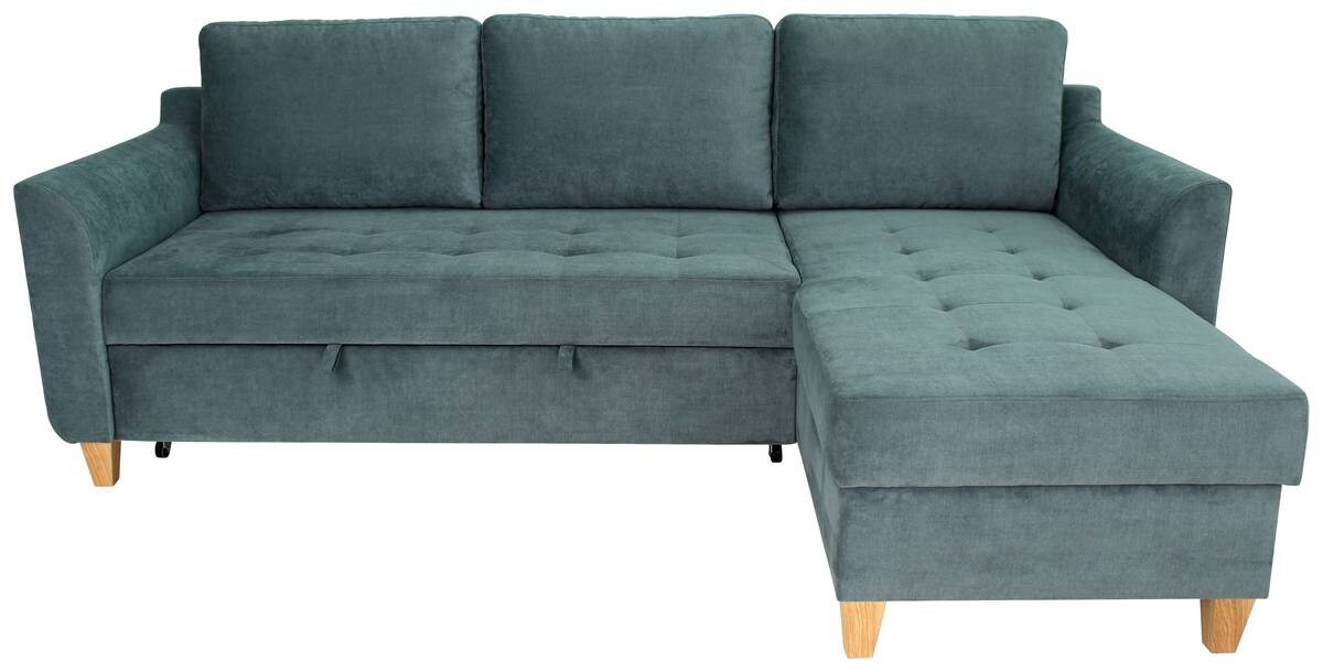 Ecksofa mit Bettfunktion und Bettkasten azur Microfaser B/H/T: ca. 231x86x150 cm