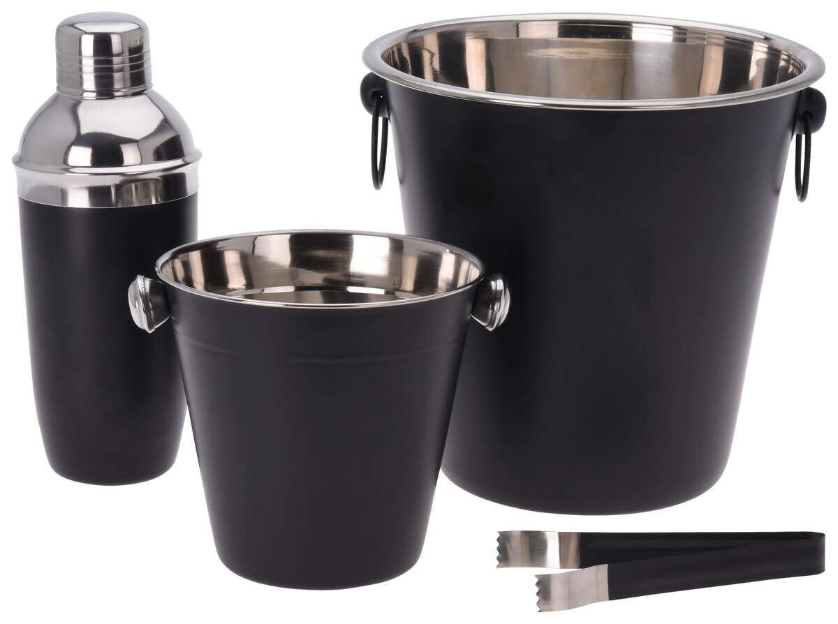 EH Barware Cocktail-Shaker Set schwarz Edelstahl B/H/L: ca. 22,5x22,5x23 cm