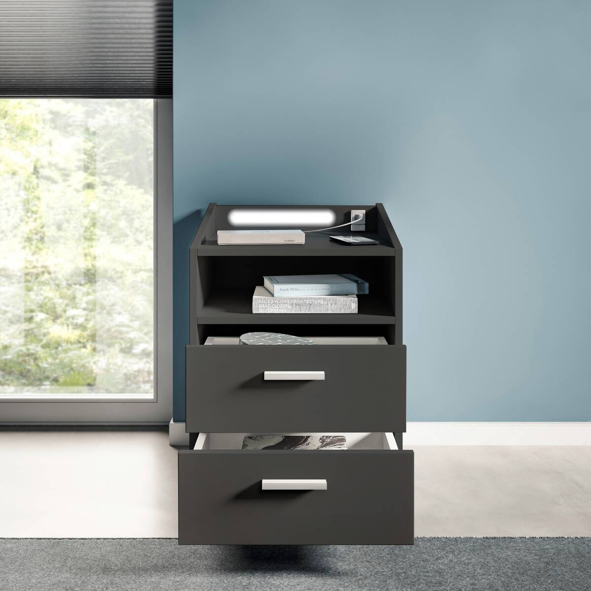 Nachtkonsole Lumo Graphit B/H/T: ca. 46x67x42 cm