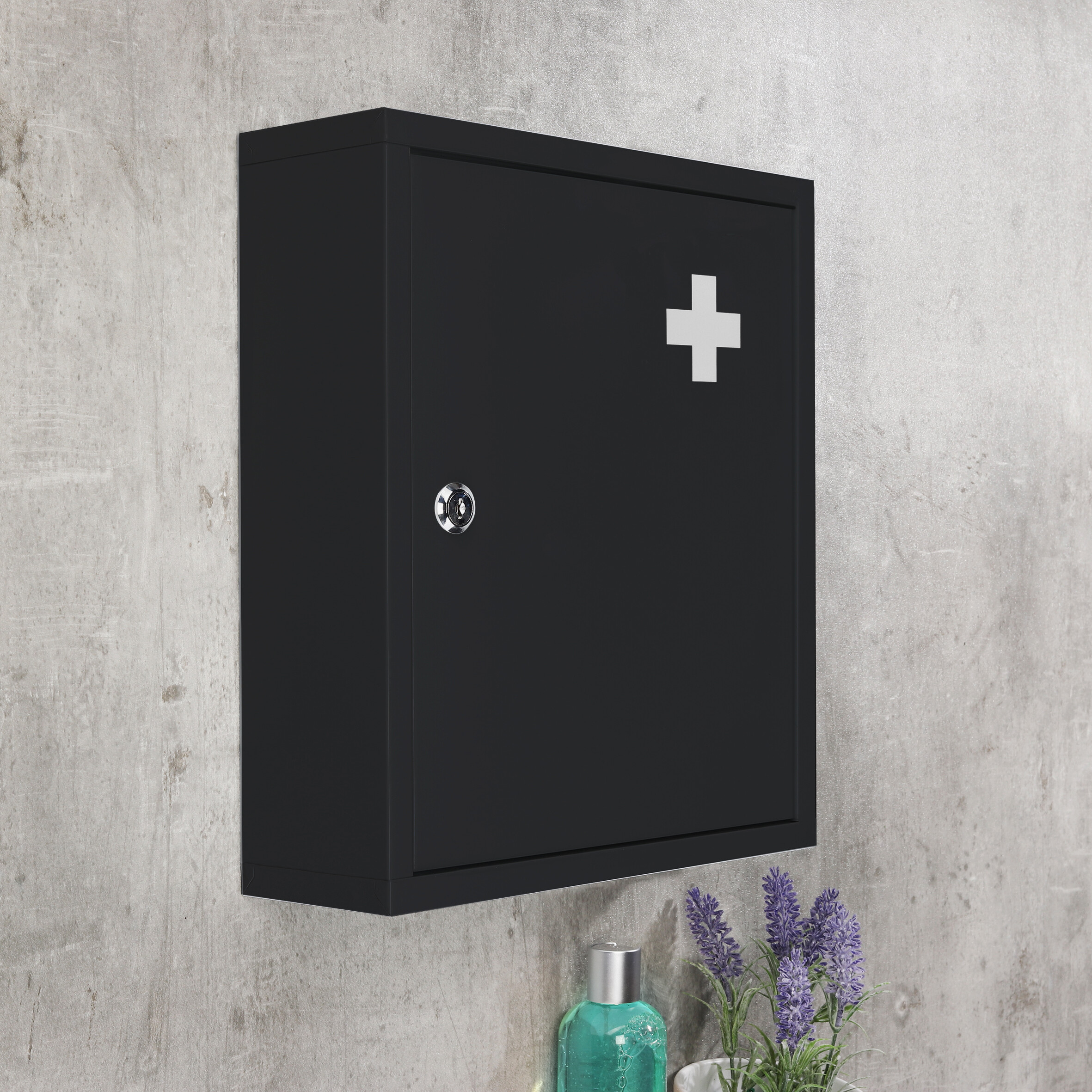 Medizinschrank mattschwarz Stahl B/H/L: ca. 11,2x36,8x32 cm Medizinschrank mattschwarz Stahl B/H/L: ca. 11,2x36,8x32 cm