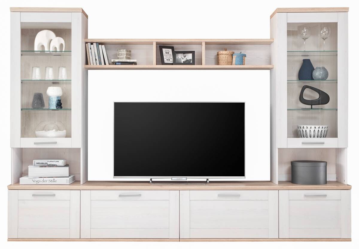 Wohnwand Romance Sibiu Lärche Nachbildung Eiche San-Remo Nachbildung B/H/T: ca. 277x191x43 cm