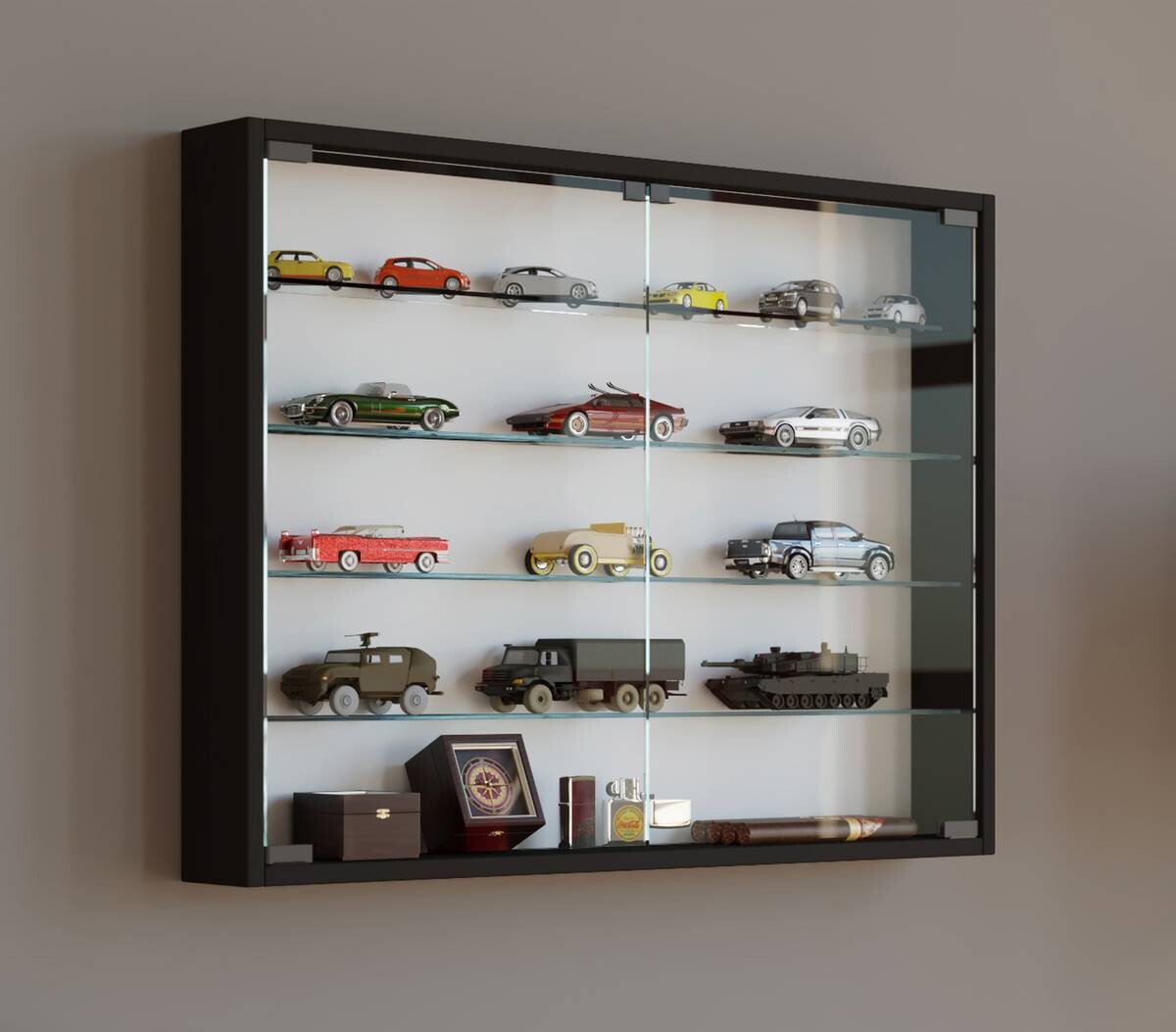 Vitrine Mandosa L schwarz Holzwerkstoff Glas B/H/T: ca. 80x60x10 cm