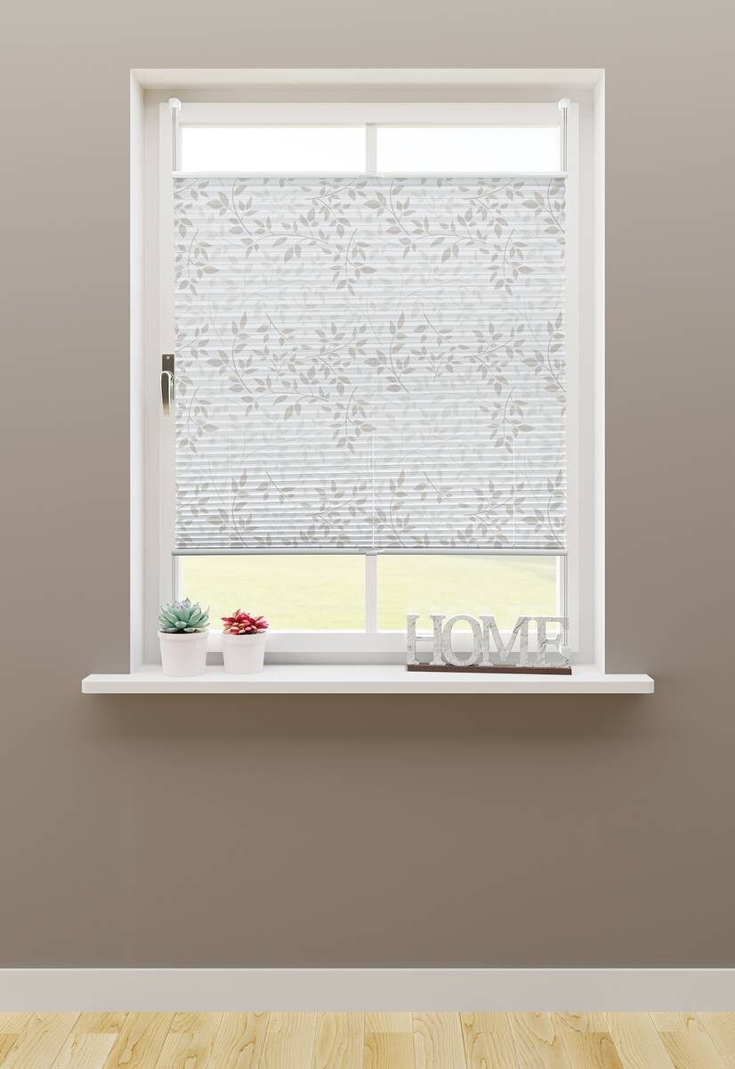 Spannplissee Blätter taupe B/L: ca. 50x130 cm