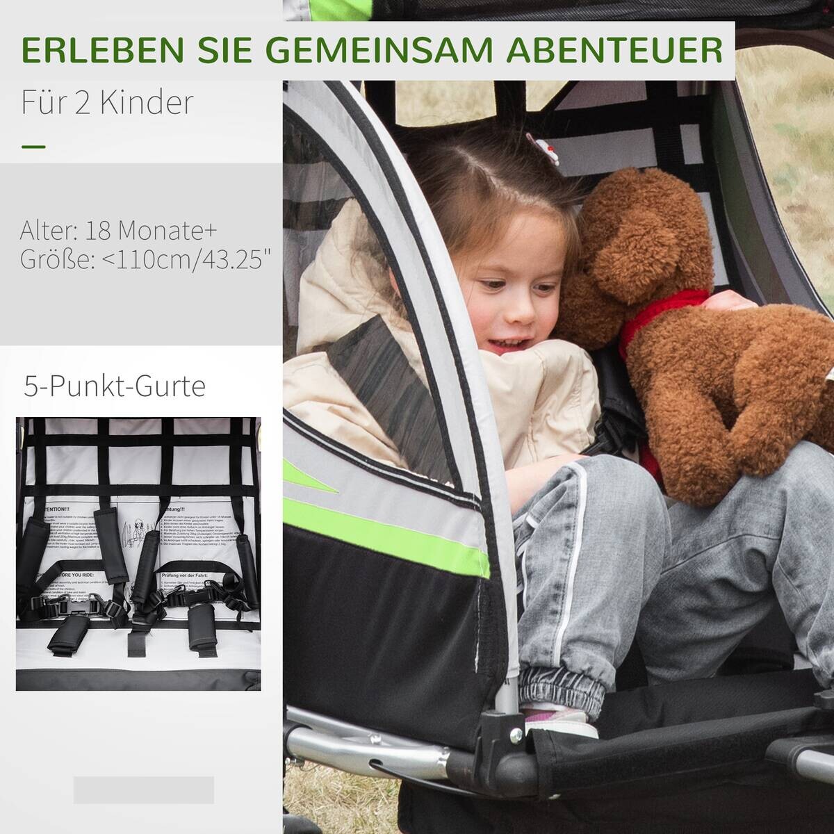 HOMCOM Fahrrad-Zubehör grün grün B/H/L: ca. 75x142x101 cm