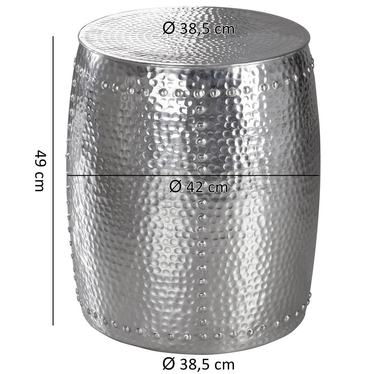 Beistelltisch silber Aluminium B/H/T: ca. 42x49x42 cm