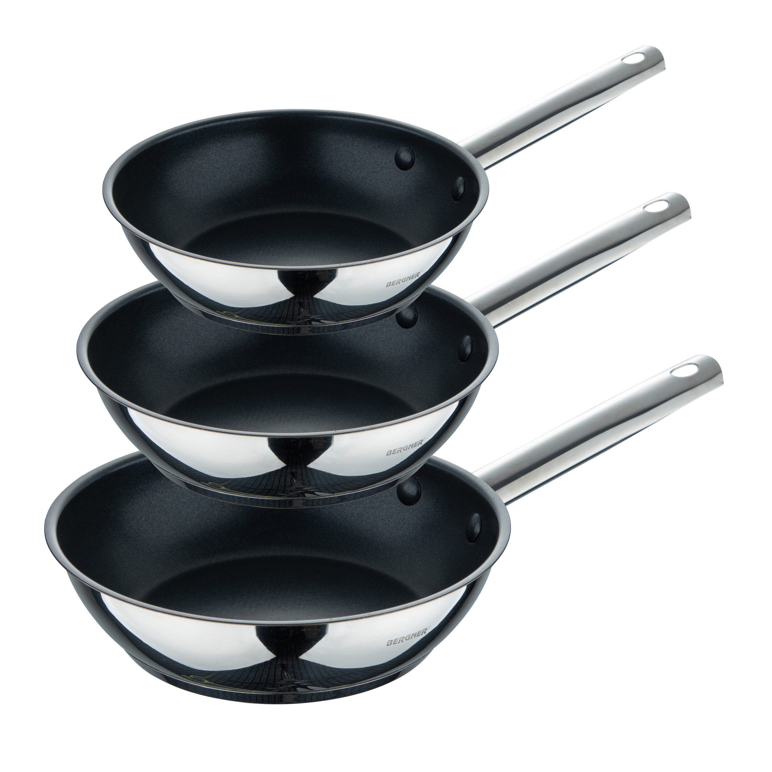 BERGNER Frypan-Set GOURMET silber Edelstahl B/H/L: ca. 26,5x16,3x48 cm