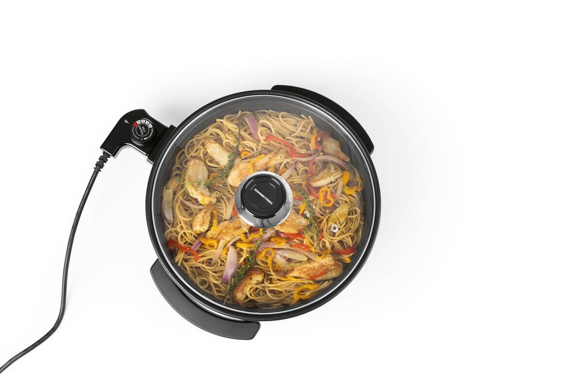 GOURMETmaxx Elektrische Party-Pfanne schwarz Edelstahl B/H/L: ca. 14,5x36x34,5 cm