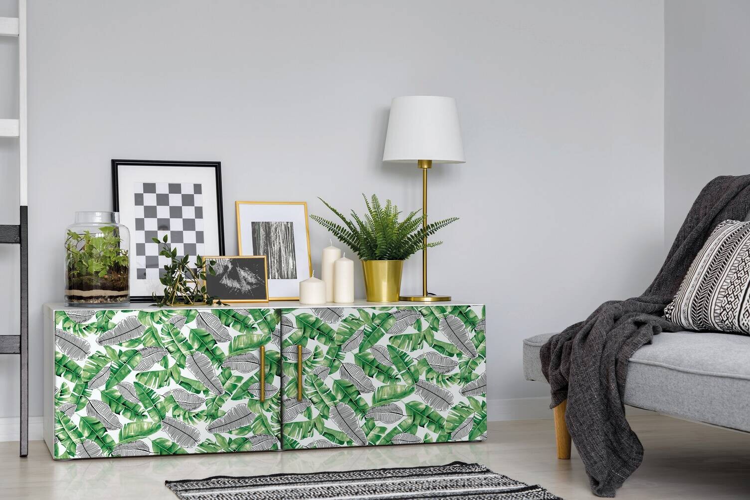 d-c-fix Klebefolie Blätter grün weiß B/L: ca. 45x200 cm