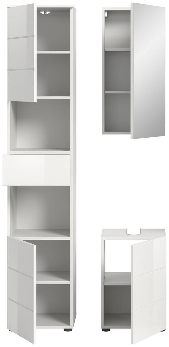 Badezimmer-Set VIRA weiß weiß Hochglanz B/H/T: ca. 91x190x34 cm