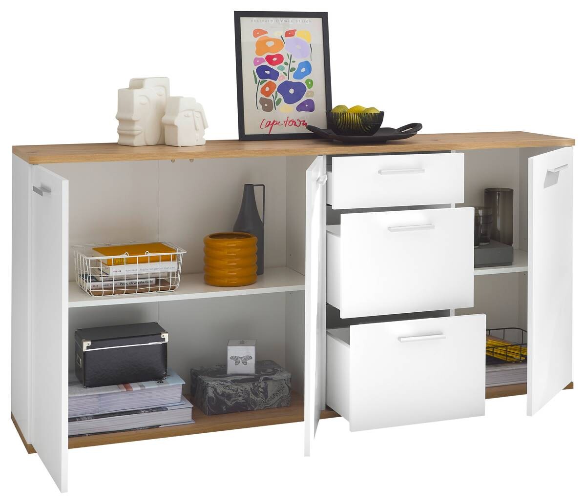 Sideboard BC 1035 weiß Eiche Artisan Nachbildung B/H/T: ca. 180x86x38 cm
