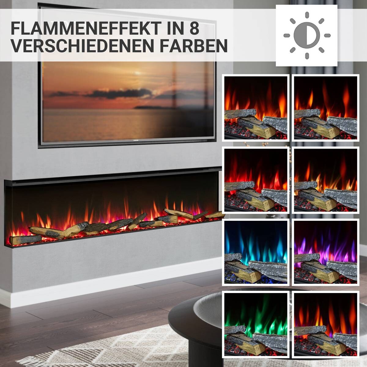 Balderia Elektrischer-Kamin B/H/T/L: ca. 182,8x49,5x21x182,8 cm