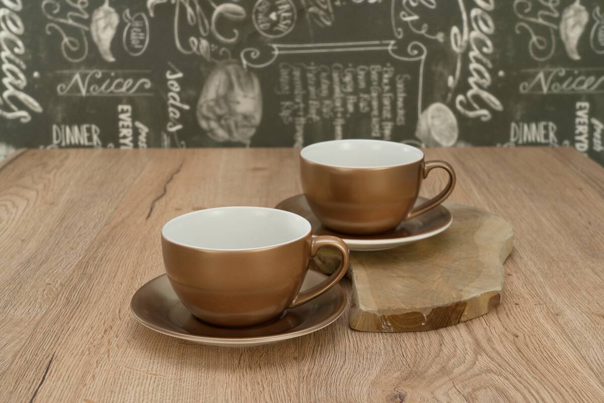 CreaTable Cappucinotassenset Golden Days gold Steinzeug 4 tlg.