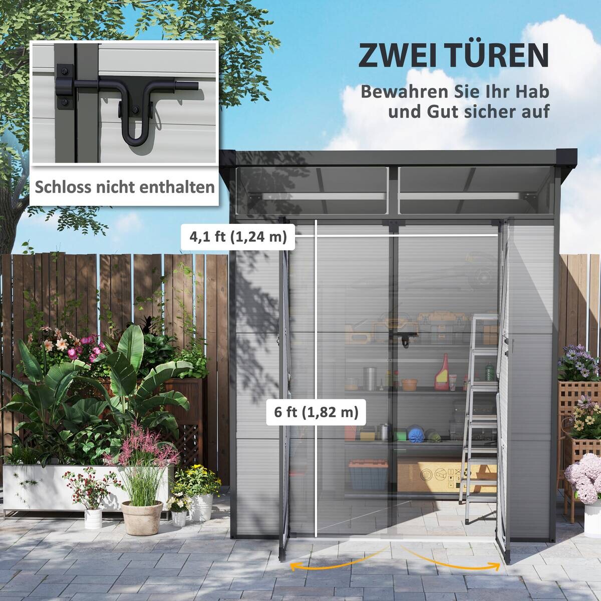 Outsunny Gerätehaus hellgrau B/H/L: ca. 191x215x190 cm