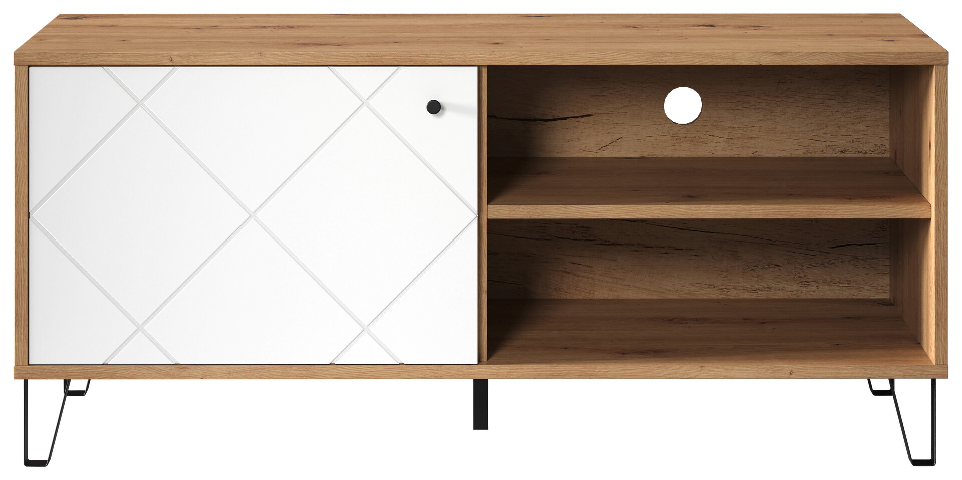 TV-Lowboard Touch weiß matt Eiche Artisan Nachbildung B/H/T: ca. 123x56x40 cm