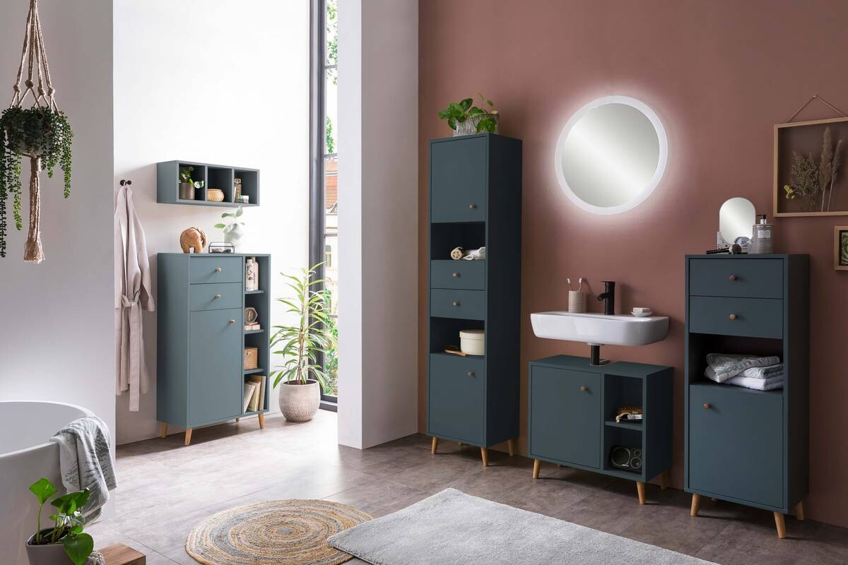 Waschbeckenunterschrank Bjarne Fjordblau B/H/T: ca. 60,2x59,3x33 cm Waschbeckenunterschrank Bjarne Fjordblau B/H/T: ca. 60,2x59,3x33 cm