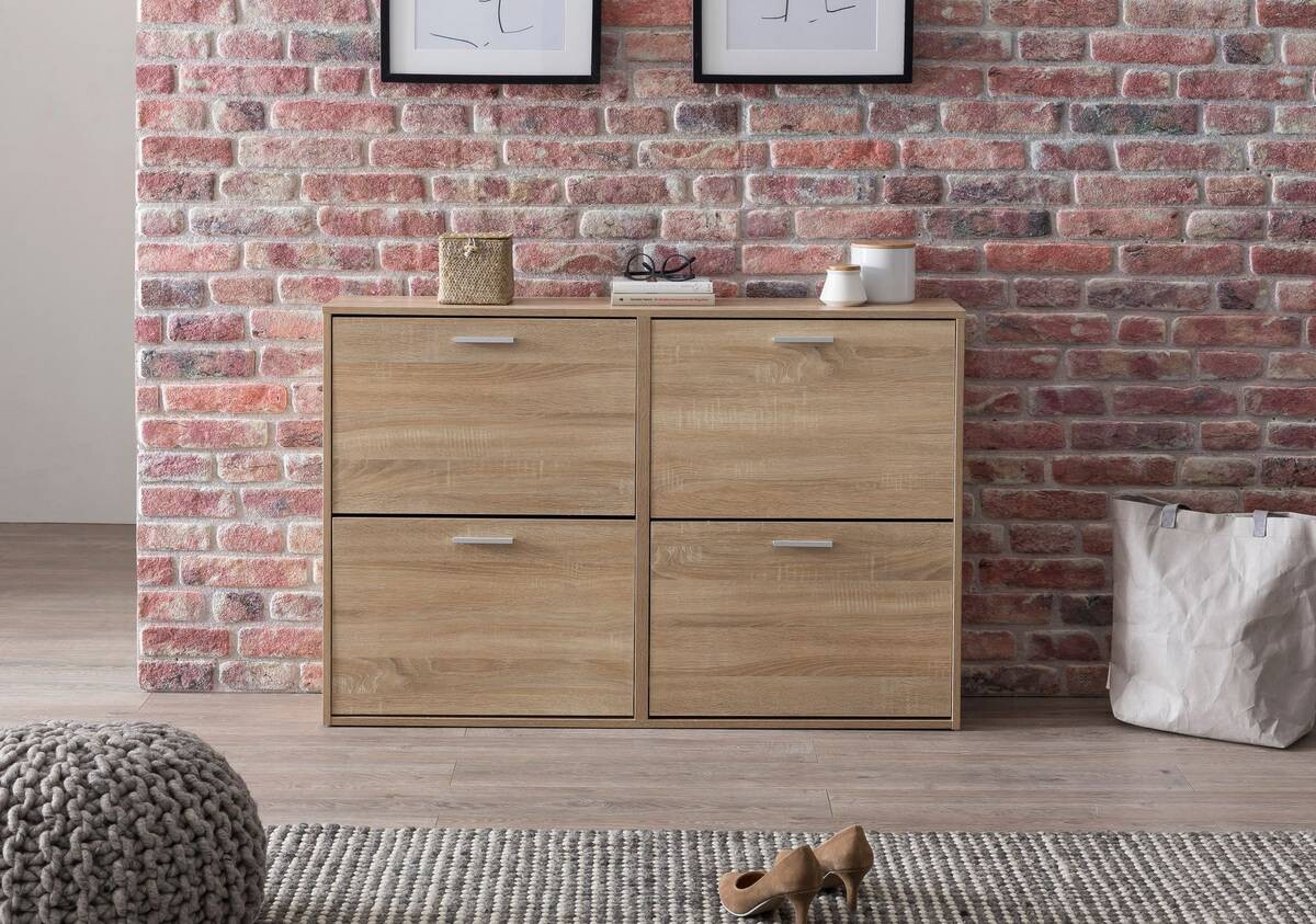 Schuhschrank Eiche Sonoma Nachbildung silber B/H/T: ca. 120x81x24 cm