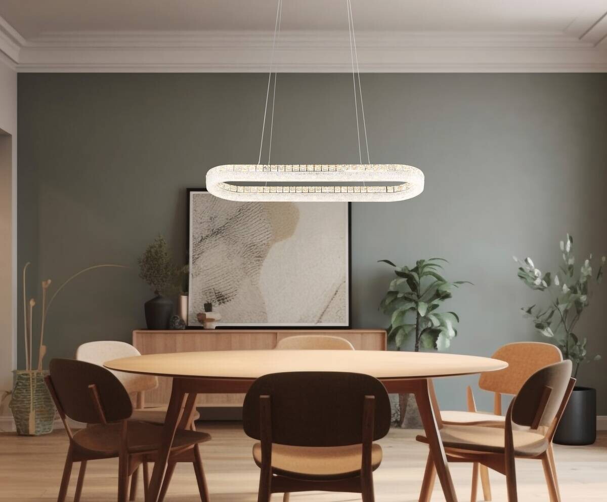 GLOBO Hängeleuchte klar Chrom Glas Metall Acryl B/H/L: ca. 31,5x120x100,1 cm 1.0 Brennstellen