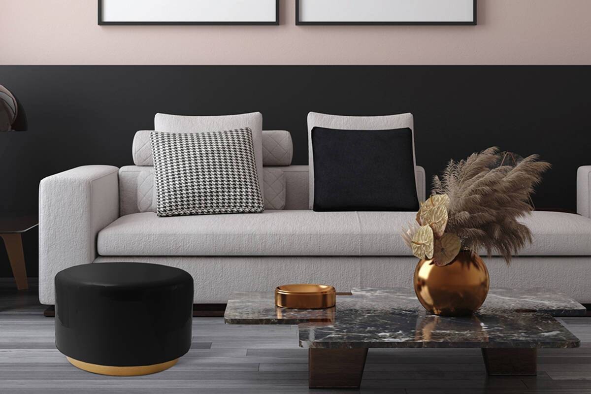 360 Living Hocker Artisse 251 schwarz gold Metall H/D: ca. 43x51,5 cm