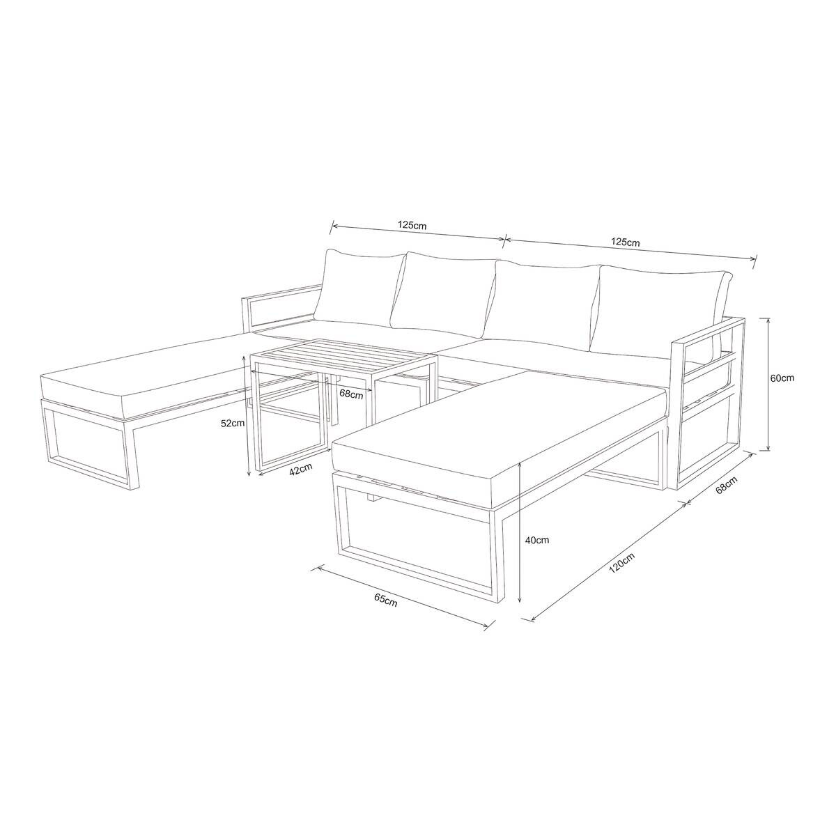 Loungeset Bilbao schwarz Stahl