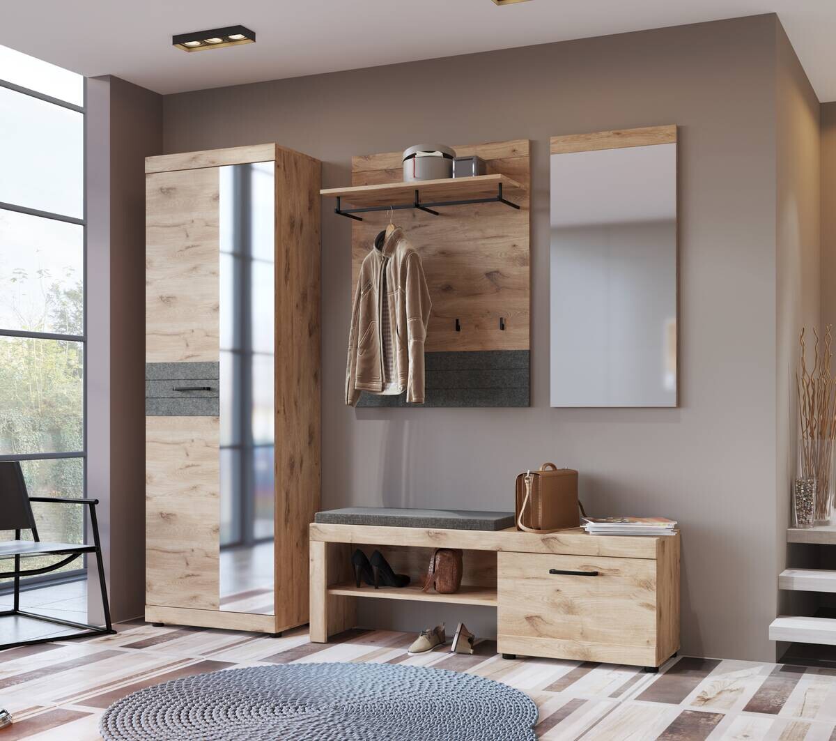 Garderobenschrank Roxy Eiche Viking Nachbildung B/H/T: ca. 65x201x38 cm