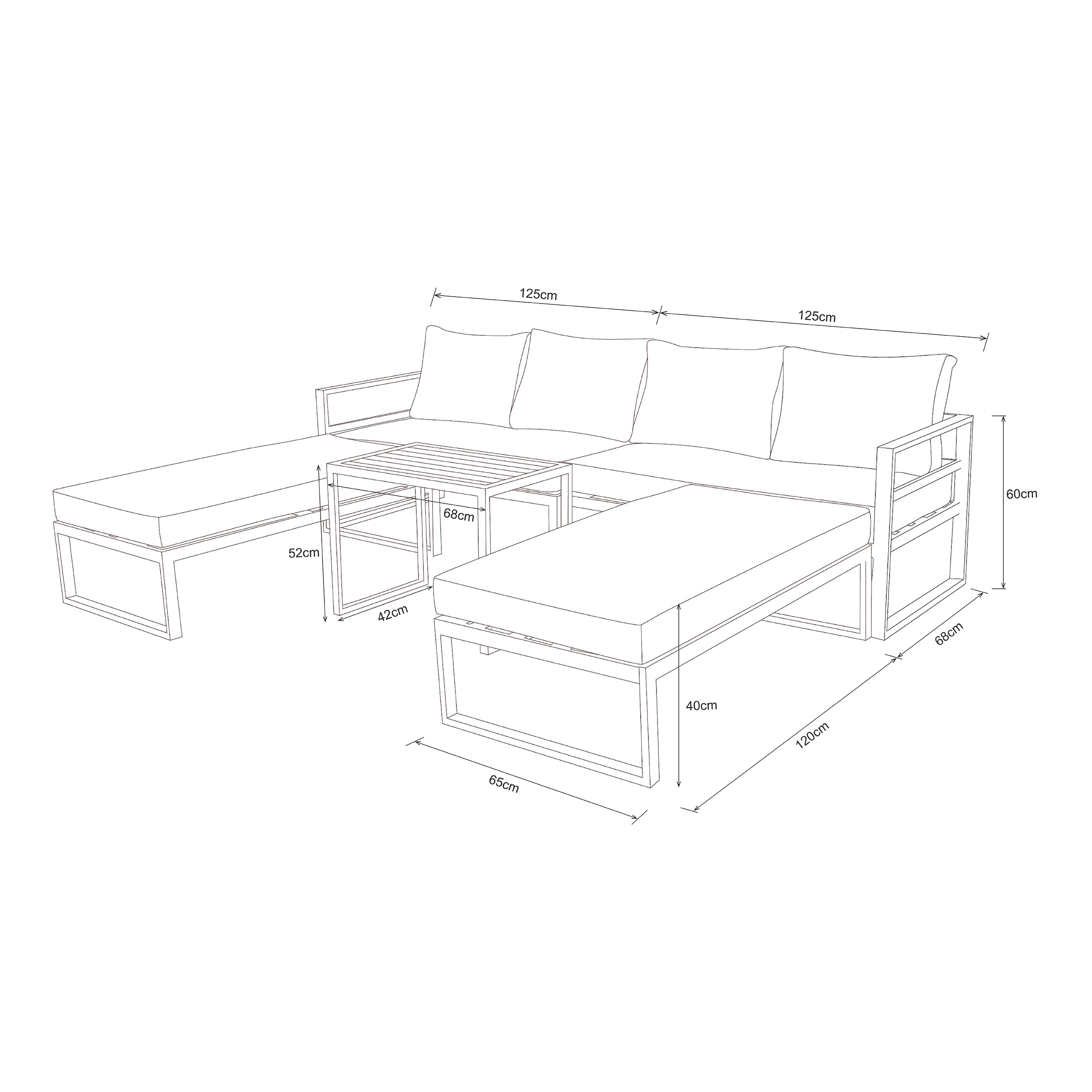 Loungeset Bilbao schwarz Stahl