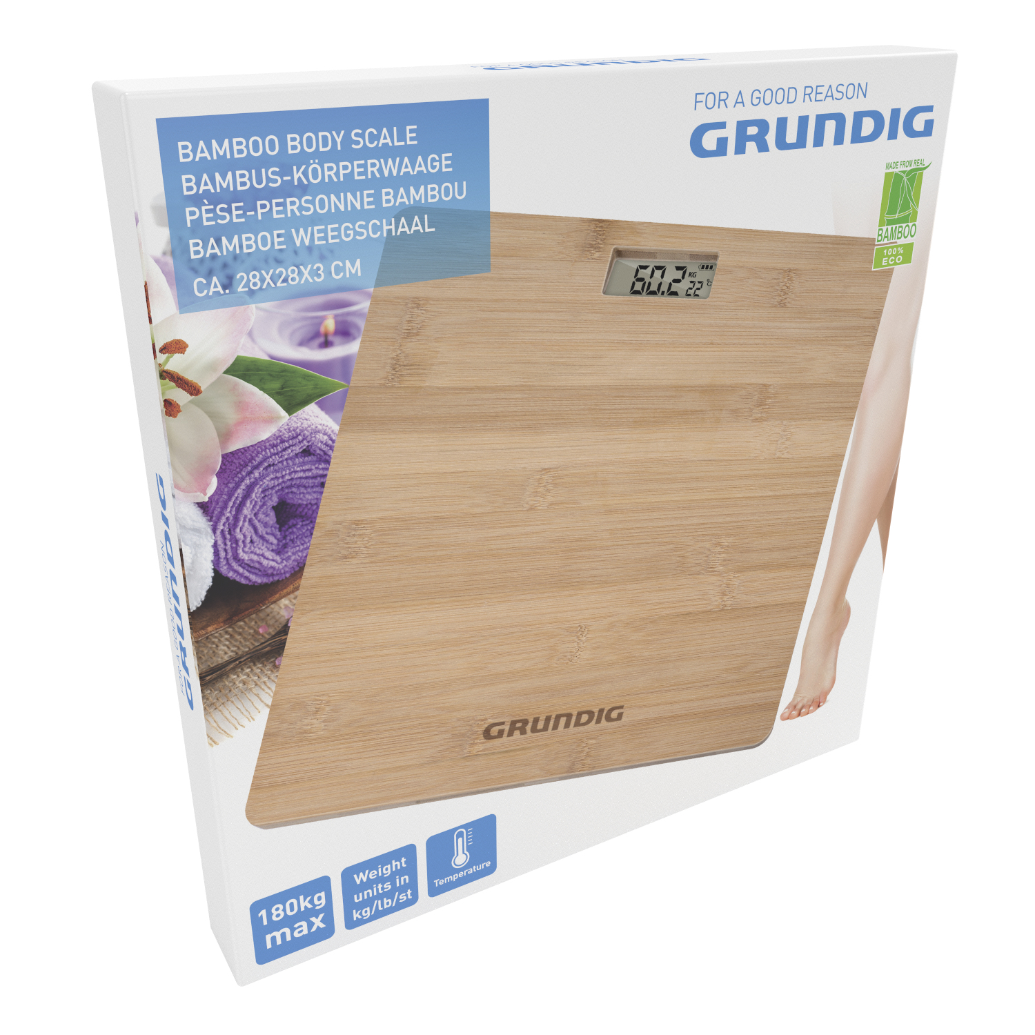 Grundig Personenwaage natur Bambus B/L: ca. 28x28 cm