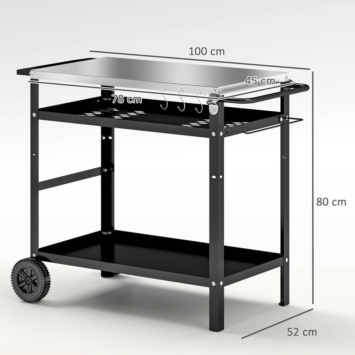 Outsunny Grillwagen Edelstahl B/H/L: ca. 52x80x100 cm