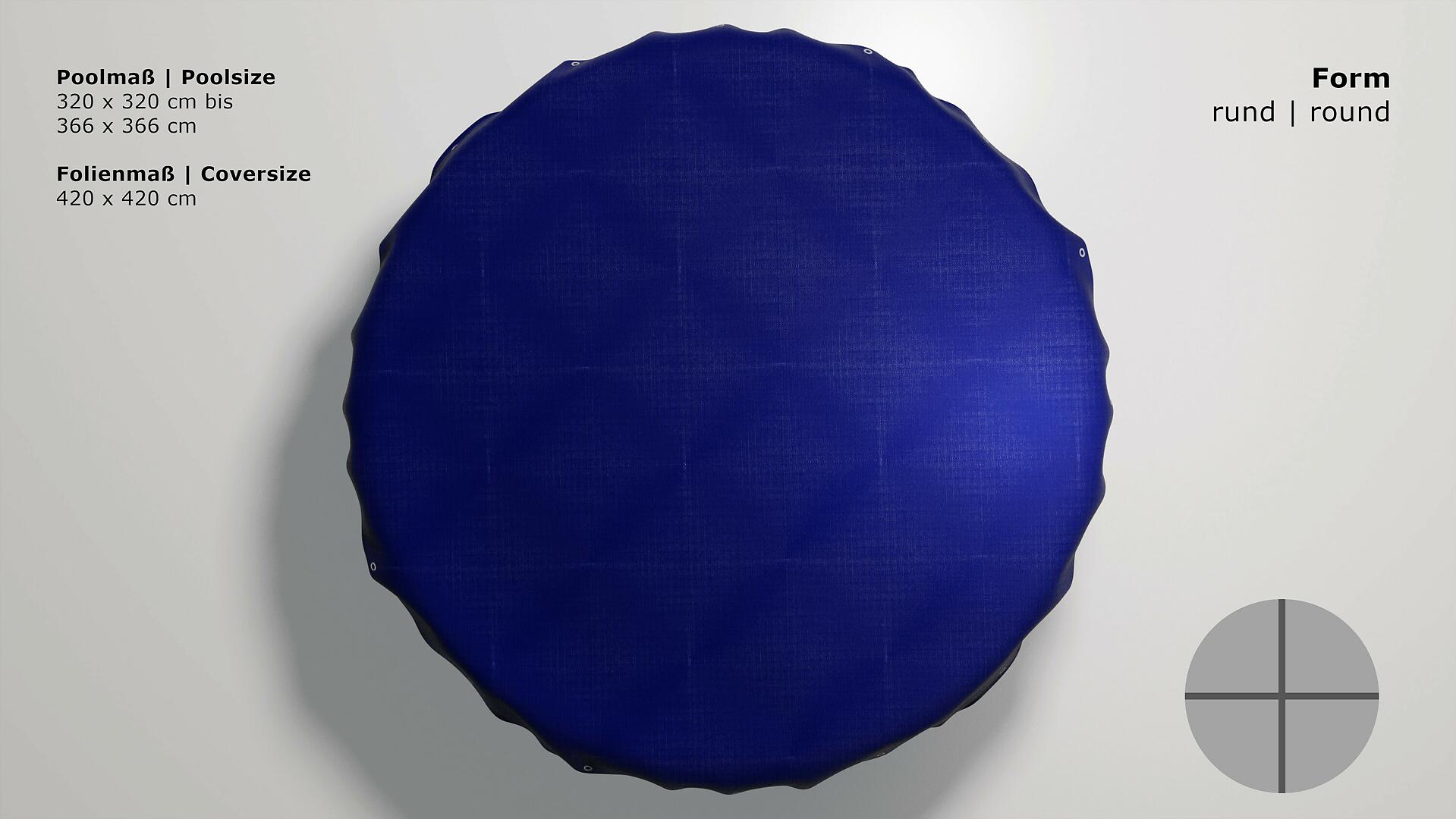 Grasekamp Abdeckplane für Pool rund royalblau Kunststoff D: ca. 360 cm