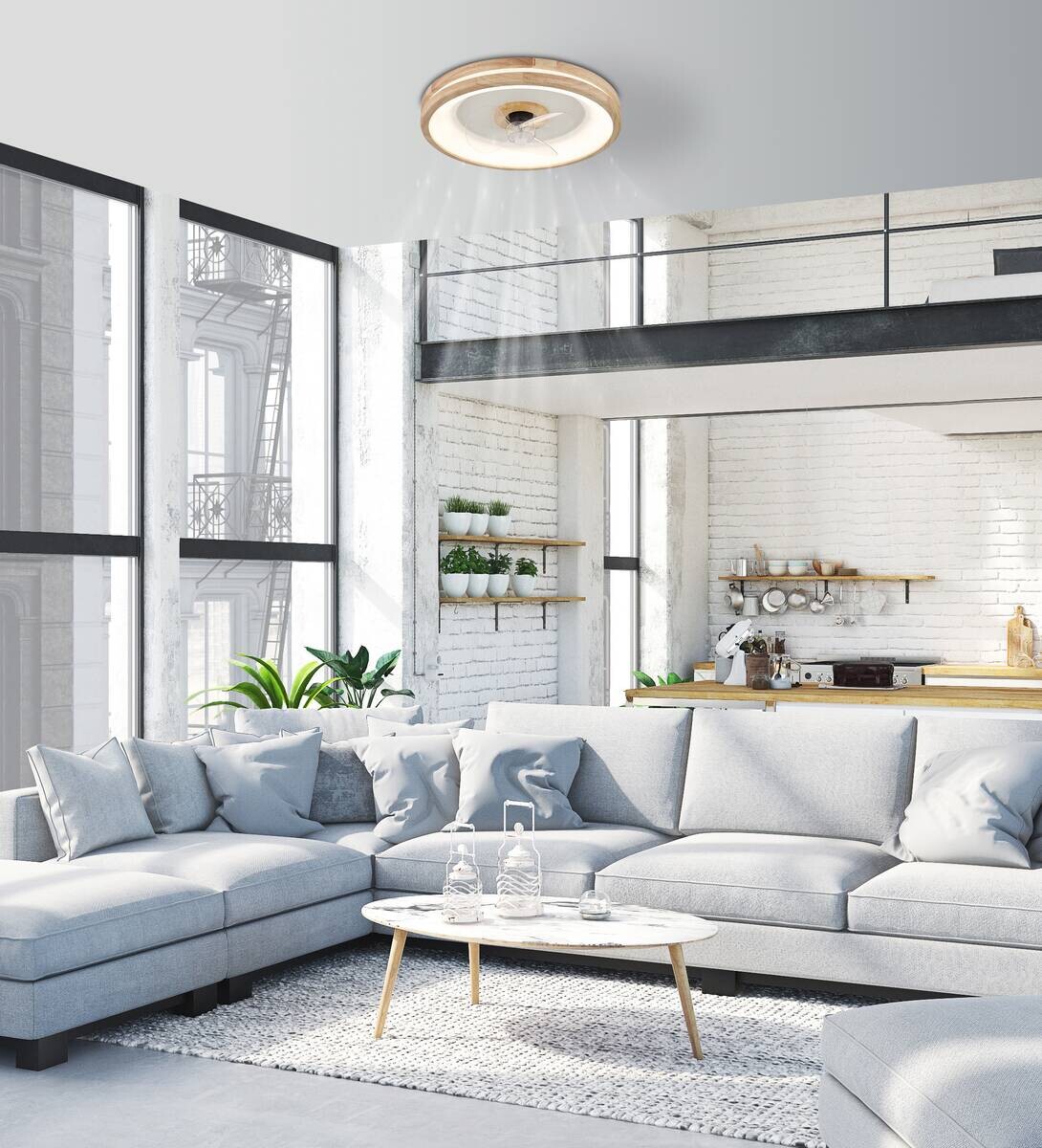 GLOBO Deckenventilator Opal weiß dunkelbraun H/D: ca. 12,5x50 cm max. 30 W