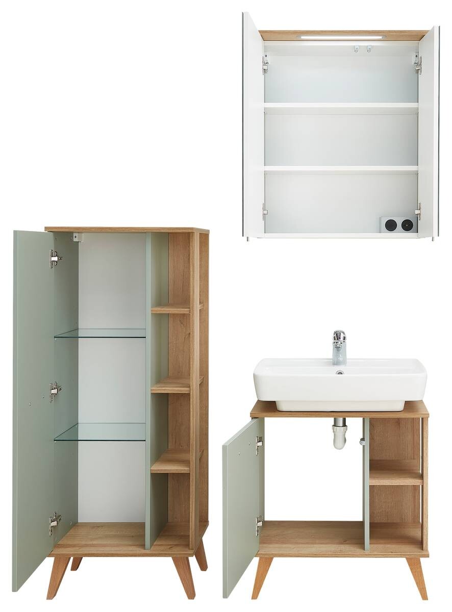 Badezimmer-Set Quickset 963 salbei Nachbildung Eiche Riviera Nachbildung B/H/T: ca. 111x200x33 cm
